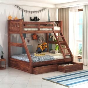 Sheesham Wood Bunk Bed with 2 Drawer Storage