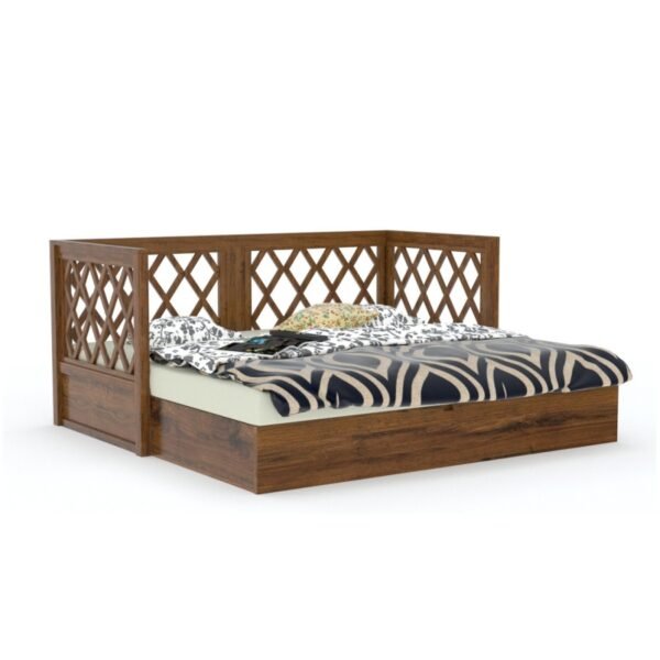 Cross Design Sofa cum bed natural finish-68