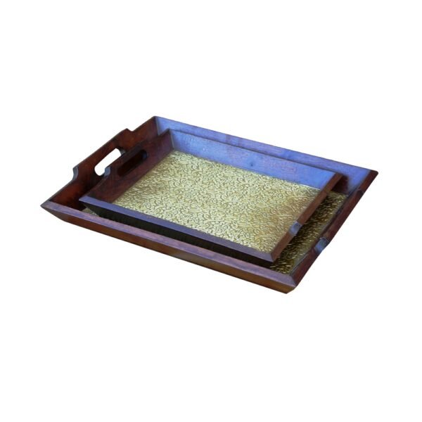 Designer Brass Cladded set of 2 Trays-85