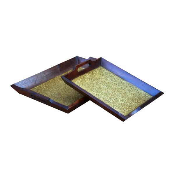 Designer Brass Cladded set of 2 Trays-86