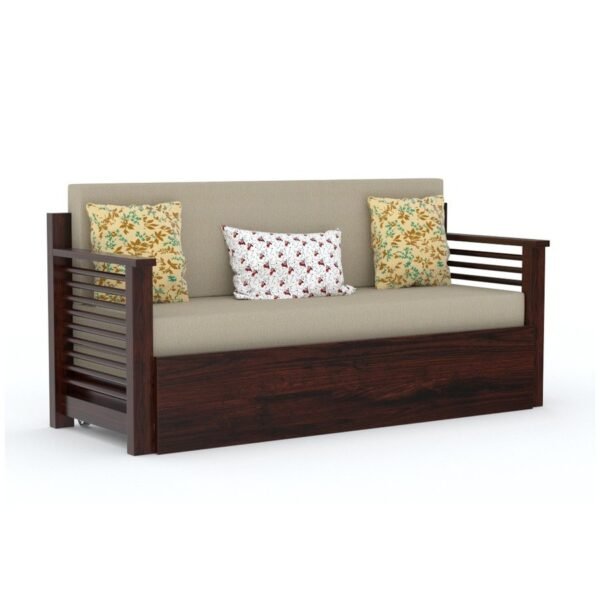 Strip Sofa cum bed walnut finish-64