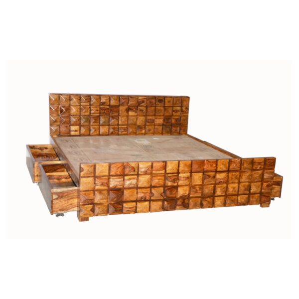 DIAMOND QUEEN size bed with Storage honey - RWDBQDMNDH-72-118