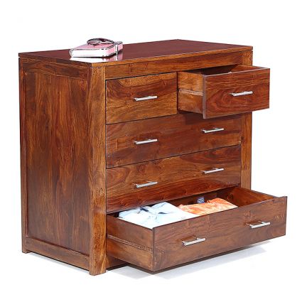 Five Drawer Chest Natural Honey Finish-0