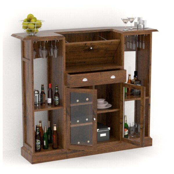 Open bar unit with two small glass doors BAR02-0
