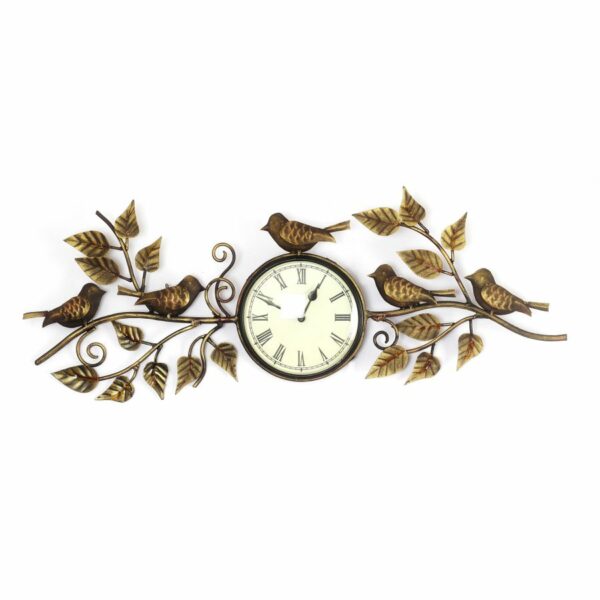 Exclusive designer Wall bird and leaf clock Brass finished -0