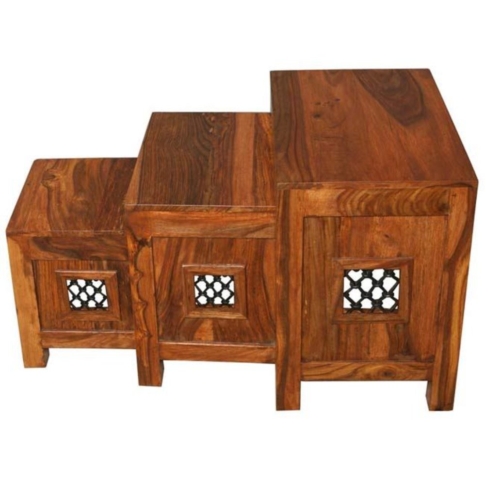 Wooden-furniture-jali-set-of-three-stool-set-made-out-of-sheesham-wood-honey-finish Wooden-furniture-jali-set-of-three-stool-set-made-out-of-sheesham-wood-honey-finish