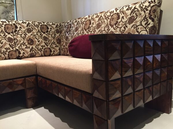 L Shape Wooden Diamond sofa-435