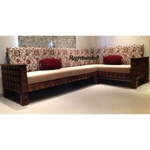 L shaped wooden sofa